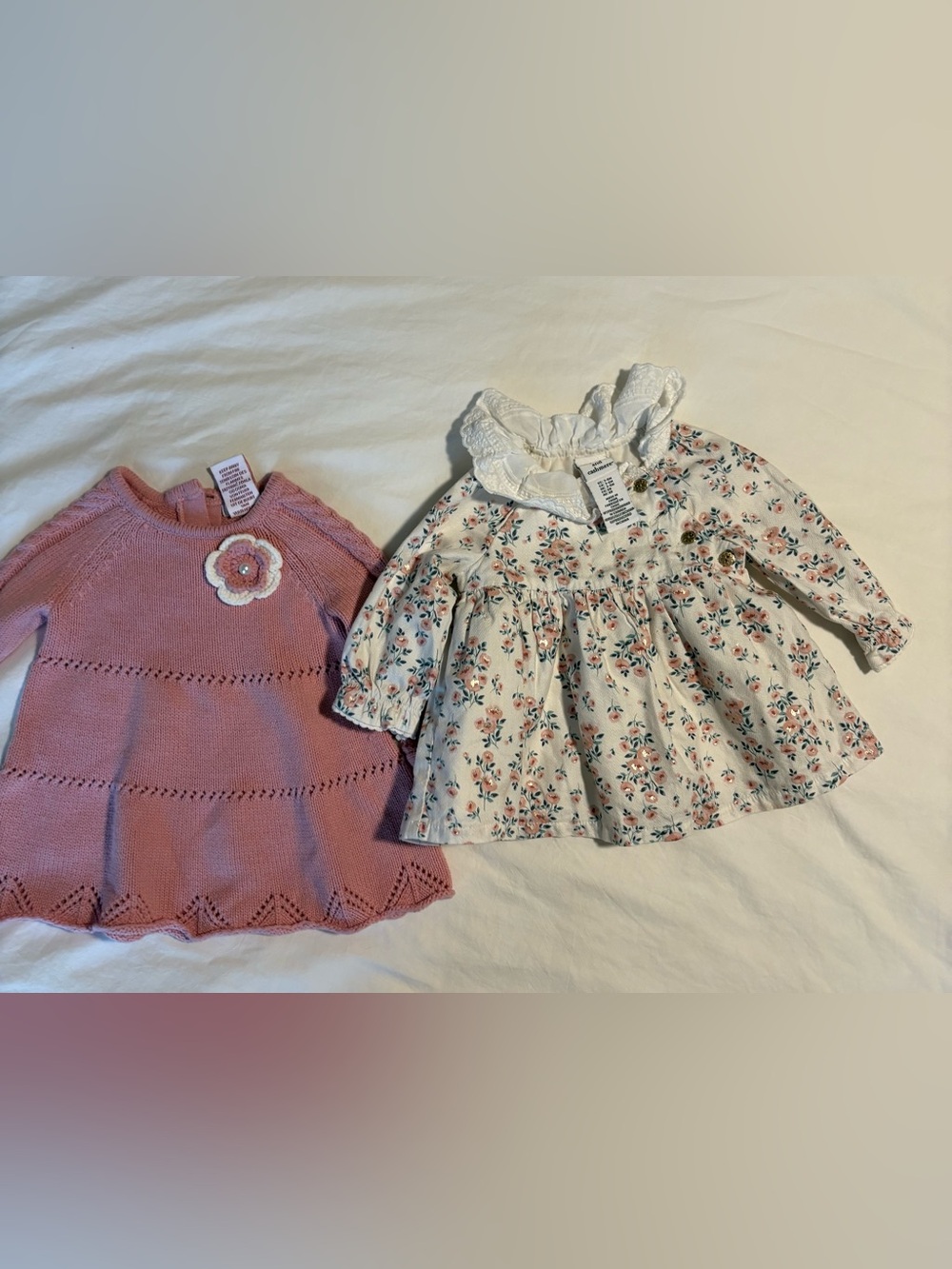 Shabby Chic Dress (0-3 months) and Cupcakes and Cashmere Dress (3-6 months)